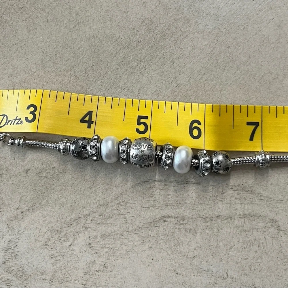 Silver Beaded Bracelet with Charms